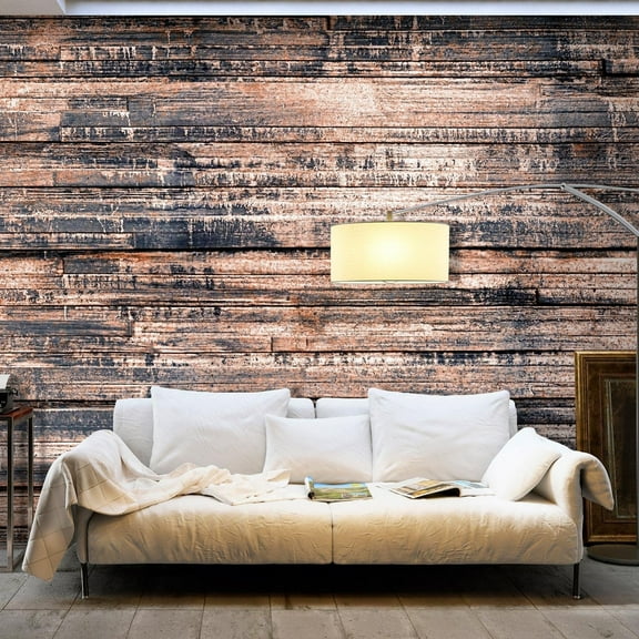 Tiptophomedecor Peel and Stick Wallpaper Wall Mural - Old Burned Wood- Removable Wall Decals