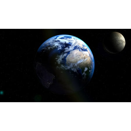 - LAMINATED POSTER Planet Universe Atmosphere Globe Earth Moon Poster Print 24 x 36