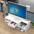 Youersen Monitor Stand Riser with Drawer, Computer Desk Organizer for ...