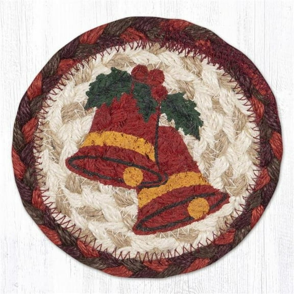 Earth Rug 31-IC417HB 5 x 5 in. Holiday Bell Printed Braided Coaster, Multi Color