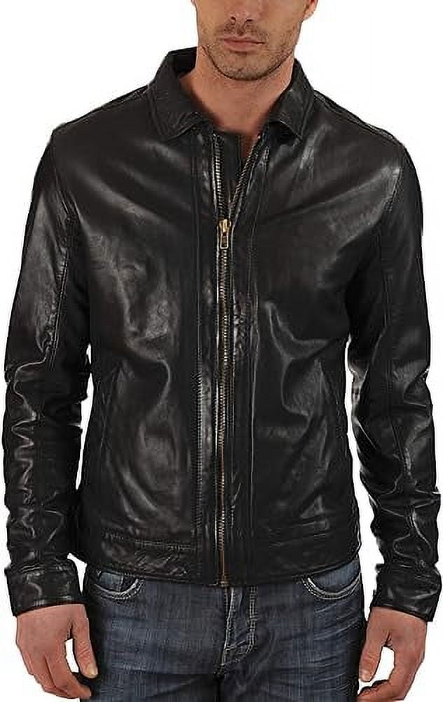 Men's Genuine Lambskin Leather Jacket Biker Soft Stylish