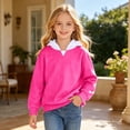 thumbnail image 2 of HXWCHs Girl's Oversized Hoodie Long Sleeve Pullover Hooded Lightweight Sweatshirt Color Block Hoodies Clothes Size: 14-15 Years Hot Pink, 2 of 4