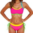 thumbnail image 3 of Hesxuno Women's Bikini Set Two Piece Swimsuit Triangle Top String Low Rise Bottom Color Block Bathing Suit Yellow L, 3 of 9