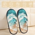 thumbnail image 2 of Fotbe Ocean Wave Crash Pantuflas Peludas para Mujer con Estampado, Zapatillas de Peluche, Zapatos de Invierno para Casa, Uso Interior y Exterior-Medium, 2 of 8