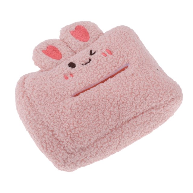 Soporte para Pañuelos de Coche Organizador de Caja de Pañuelos de Felpa 21x20x4cm Rosa 1 Pcs