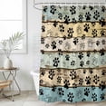 thumbnail image 6 of Teal Brown Paw Prints Shower Curtain Set - Extra Long 72" x 96" Washable Bathtub Curtain with 12 Hooks, Vintage Farmhouse Wooden Grain Waterproof Fabric Stall Shower Curtains for Bathroom Décor, 6 of 6