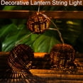 thumbnail image 2 of Decorative Lantern Handmade Rattan Wicker Ball String Lights - 10 Lights with Rattan Wire Ball Style, Globe Rattan Wicker Ball String Lights Indoor Outdoor Patio for Home Pergola Porch Party Backyard, 2 of 4
