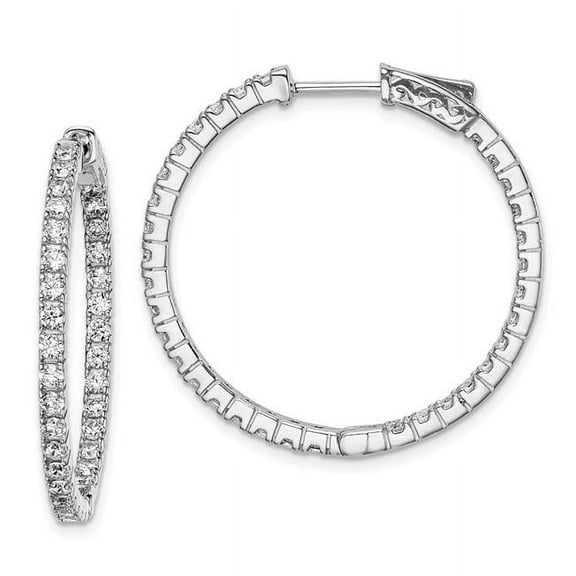 Primal Silver Sterling Silver Rhodium-plated Cubic Zirconia In and Out Hinged Hoop Earrings