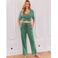 thumbnail image 2 of Ekouaer Lounge Sets for Women Ribbed Pajama Set Short Sleeve Top and Long Pants Set with Pockets Sleep Set, 2 of 5