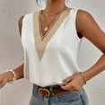 thumbnail image 4 of SWSMCLT Women's V Neck Top Sleeveless Cool Elegant Light Tank Top Lace Casual Basic Summer Thin Loose Vest White Large, 4 of 4
