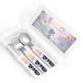 thumbnail image 4 of Kdxio Mist Sunflower Skull Toddler Utensils Set - Kids Silverware Set, Set Kids Utensils Set with Case for Preschooler Children, 4 of 8