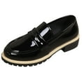 thumbnail image 2 of Viluyesy Womens Patent Leather Loafers, Chunky Sole Slip-On Comfortable Casual & Dressy Business Penny Shoes Black US7, 2 of 9