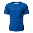 thumbnail image 4 of ZXLBBD Mens T Shirts Solid Color Short Sleeve Crew Neck Thin Breathable Basic Tee Comfort Layering Top Fashion Versatile Casual Summer T-Shirt,Blue,XL, 4 of 4