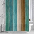 thumbnail image 3 of Teal Green Shower Curtain for Bathroom Decor, Brown Wood Grain Gradient Farmhouse Country Waterproof Fabric Shower Curtain, 60"x72" Set with 12 Hooks, 3 of 9