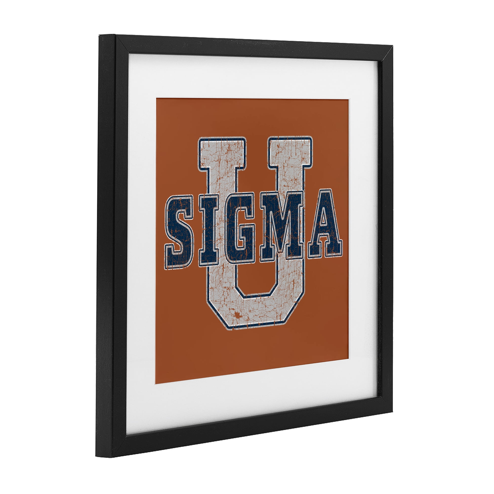 Stupell Industries Sigma University on Brown Black Framed Print Under Glass, design by Grotto Studios