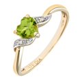 thumbnail image 2 of 9ct Gold Jewelco London 1pts Diamond Heart 0.53ct Peridot Heart Engagement Ring, 2 of 7