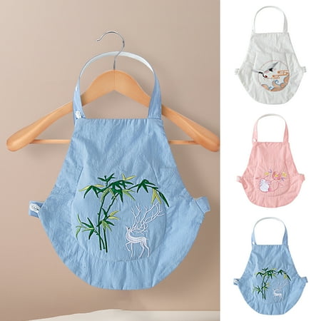 

Waroomhouse Baby Bib Cartoon Pattern Dirt Resistant Soft Embroidery Belly Infants Cotton Protector for Toddlers