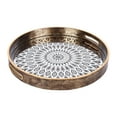 thumbnail image 3 of Plastic Serving Tray with Handles, Coffee Table Tray, Round Ottoman Tray, Pack of 2, 3 of 12