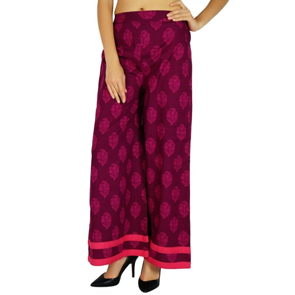Amoghah Cotton Palazzo Floral Womens Wear Elastic Waist Wide Leg Custom Pants