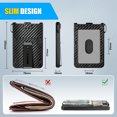 thumbnail image 6 of Wallet For Men - Aluminum Slim Carbon Fiber Leather Wallet，Holds up 10 Cards Card Holder with Clear ID Card Holder, Cash Clip, 6 of 8