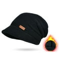 thumbnail image 6 of dianhelloya Warm hat LadyWinter Hat Wide Short Brim Elastic Solid Color Soft Warm Thick Plush Cold Resistant Anti-slip Winter Outdoor Knitted Cap Dark Gray, 6 of 7