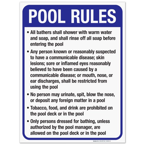 Alaska Pool Rules Sign, Complies With State Of Alaska Pool Safety Code, 18x24 Corrugated Plastic