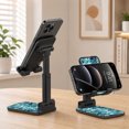 thumbnail image 4 of WIRESTER Black Foldable Phone Stand for Desk, Adjustable Portable Cell Phone Holder for iPhone 17, 16, 15, 14 and Android Smartphones - Mermaid Scales Blue Wave, 4 of 6