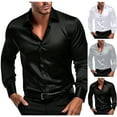thumbnail image 2 of Shirts for Men Lapel Collar Long Sleeve Dress Shirts Business Casual Button Down Shirts Regular Fit Long Sleeve Stretch Shirts Tops Business Dress Shirts for Men, 2 of 6