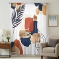 thumbnail image 2 of Boho Semi Sheer Curtains Drapes for Living Room,Bedroom,French Doors Window 45 Inches Long,Middle Century Leaves Minimalist Abstract Bohemia Rod Pocket Chiffon Curtain Drapery Voile Draperies Panel, 2 of 8