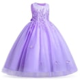 thumbnail image 2 of IBTOM CASTLE Kids Girls Flower Vintage Lace Princess Long Dress Tulle Pageant Formal Party Wedding Floor Dance Evening Gown 11-12 Years Light Purple, 2 of 7