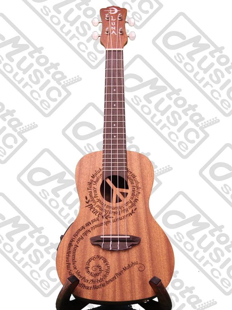 Luna Mahogany Series Maluhia Peace Acoustic-Electric Concert Ukulele W/Gigbag,Tuner,Strings & PC, UKE MALU EL COMP
