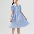 thumbnail image 6 of hengsof Cute Children's Dress with Cute Collar Short Sleeves Button Down Design Sweet Polka Dot Pattern Everyday Princess Style, 6 of 8