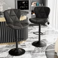 thumbnail image 3 of S-HOME Set of 2 Modern Ergonomic Faux Leather Upholstered Bar Chairs with 360° Swivel Adjustable Height for Home Bar or Kitchen Island Seating, Black, 3 of 9