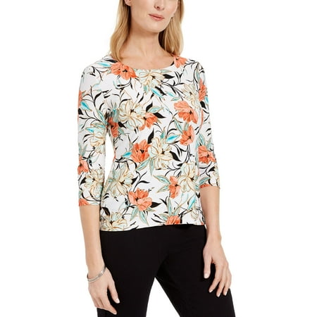 Women's Knit Top Small Petite Floral Print PS