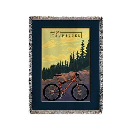 Tennessee - Mountain Bike - Ride the Trails - Lantern Press Artwork (60x80 Woven Chenille Yarn