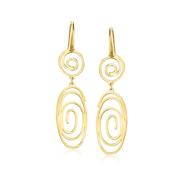 Ross-Simons Italian 18kt Gold Over Sterling Spiral Openwork Drop Earrings, Women's, Adult
