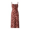 thumbnail image 1 of VISgogo - Vestido informal para mujer, estampado floral, sin mangas, cuello de tirantes, lazo en la parte inferior, vestido de playa con abertura alta VISgogo  moda, 1 of 9