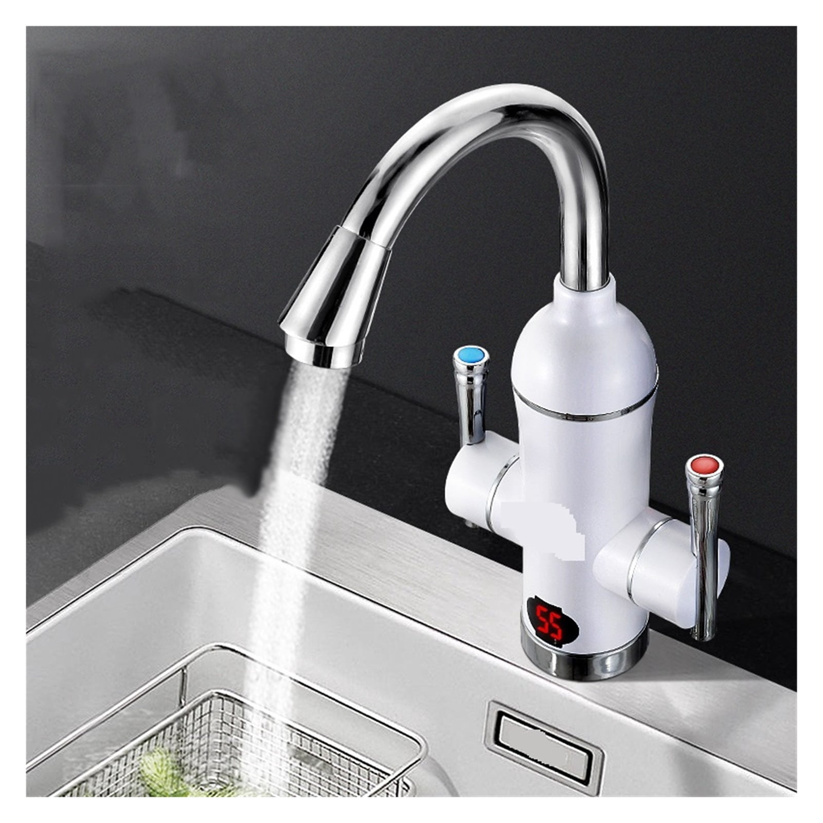 Tankless Water Heater Tap, Instant Kitchen Faucet,Element Flow Heater Hot Water Heated Tap Double Handle - Easy DIY Install
