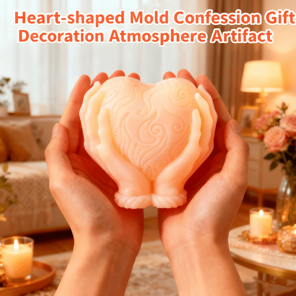 JDH 2PCS Heart Silicone Candle Molds, Holding a Heart-shaped Hand Mold, DIY Valentine's Day Mold for DIY Aromatherapy Candles Wax Plaster Polymer Clay Decoration