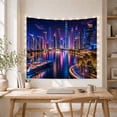 thumbnail image 5 of Yacht on a Vibrant Miami Canal with Glowing Night Skyline, Dramatic Digital Art for City Lovers, Urban Neon Scene Art Print, Housewarming Gift, Tapestry Wall Hanging for Living Room and Bedroom, 5 of 7