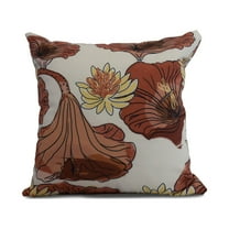 Simply Daisy, 18" x 18" Lotokoi, Floral Print Outdoor Pillow, Red Orange