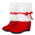 thumbnail image 4 of Women's Boot Furry Fluffy Short Snow Boot Mid-Calf Boots Warm Comfortable Outdoor Flat Shoes,Color:RD2,Size:7.5, 4 of 8