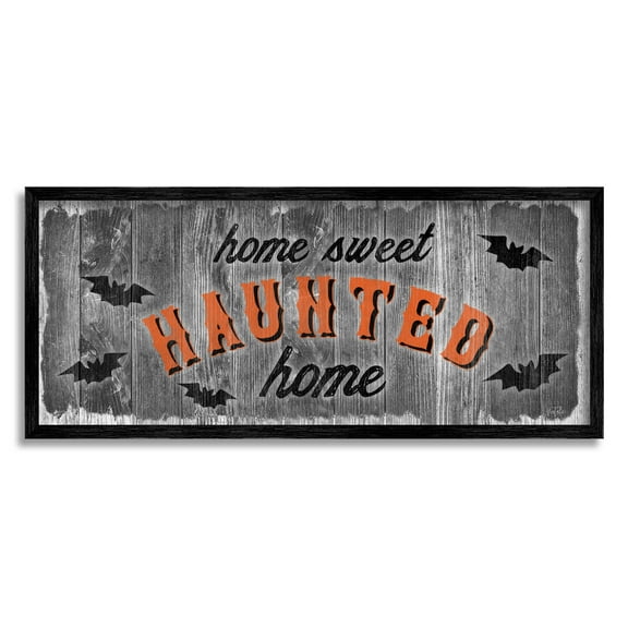 Stupell Industries Sweet Haunted Home Bats Sign Graphic Art Black Framed Art Print Wall Art, Design by Natalie Carpentieri