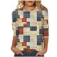 thumbnail image 1 of Mujeres 3/4 Manga Tops Y Blusas Impresas Cuello Redondo Suéter Casual Top de Moda para el Hogar Y el Uso Diario, 1 of 5
