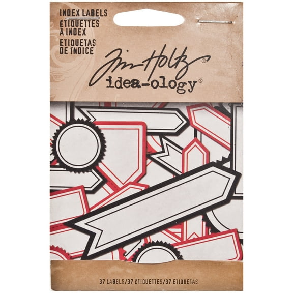 Tim Holtz TH93122 Idea-Ology Index Labels 37/Pkg - Red & Black
