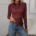 thumbnail image 4 of mgoYE Womens Mesh Long Sleeve Shirts Fashion Clothing Turtle Necks Sheer-Ruched Going Out Tops Fall Summer Outfits Slim Fit Blouses(Red,S), 4 of 9