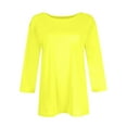 thumbnail image 4 of Going Out Tops for Women Summer Plus Size Tshirts 3/4 Sleeve O-Neck Tees Casual Loose T-Shirts (Yellow), 4 of 9