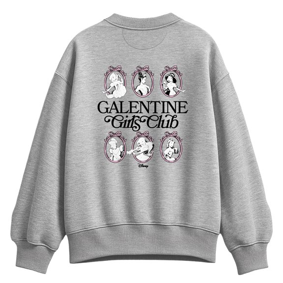 Disney - Princess Galentine Girls Club Women's Oversized Fleece Crew Sweatshirt