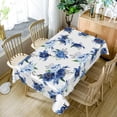 thumbnail image 5 of 60x84inches Watercolor Blue Floral Tablecloth Blue White Rectangle Table Cloth Waterproof Stain Resistant Fabric Table Cover for Kitchen Dining Room Holiday Picnic Party Indoor Outdoor Decor, 5 of 7