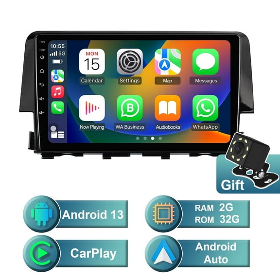 Android 13 Car radio for Honda Civic 2016-2020 Multimedia Stereo Wireless Carplay Android Auto Autoradio Navigation GPS WIFI Mirror link Camera FM BT 2 32GB